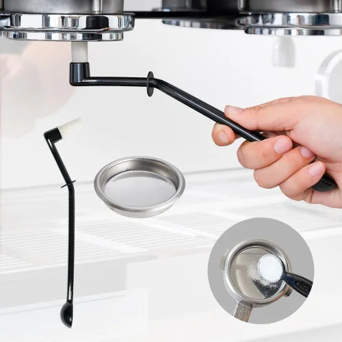 watchget Juego de limpieza para máquina de café, 1 cepillo para máquina de café con cuchara y 1 inserto de acero inoxidable de 2.283 in, filtro
