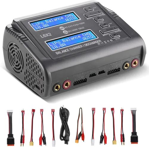 LiPo Cargador de batería de equilibrio rápido Cargadores de batería Descargador para 1S-6S LiPo Li-ion Life LiHV 1S-15S NiCd NiMH PB Baterías