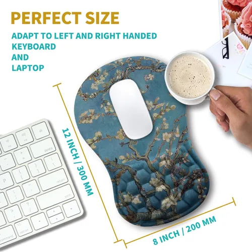 Miniatura 3 de Hokafenle Alfombrilla ergonómica para mouse con soporte de muñeca, reposamuñecas para aliviar el dolor en el túnel carpiano, con espuma KM14-Flor