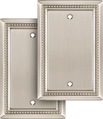 Miniatura 101 de Henne Bery Sunken Pearls - Placa de pared decorativa resistente para interruptor, cubierta para tomacorrientes (doble dúplex, níquel satinado)