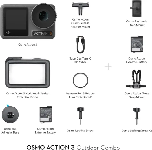 Miniatura 6 de DJI Osmo Action 3 Combo para Exteriores - Cámara de acción 4K/120fps con montaje para pecho y correa de mochila para senderismo y ciclismo, FOV