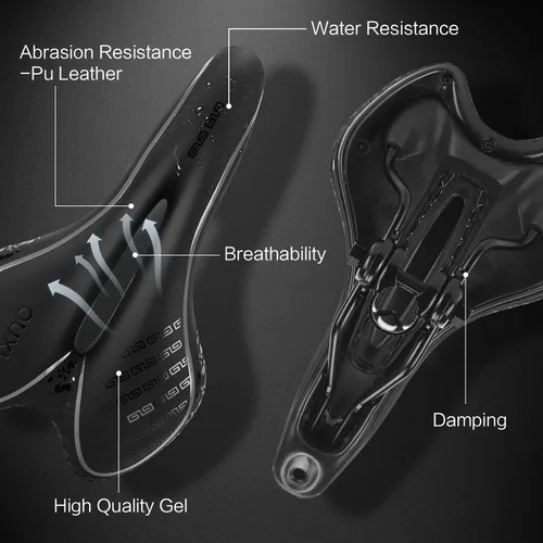 Miniatura 3 de OUXI Asiento de Bicicleta Cómodo Sillín de Bicicleta de Gel Cómodo de Repuesto Suave Acolchado con Absorción de Impactos Impermeable para MTB Negro