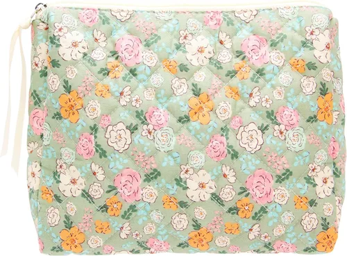 Miniatura 27 de PAZIMIIK - Bolsa de maquillaje de algodón para mujer, grande, acolchada para viaje, Rosa (Bow Pink), Vintage
