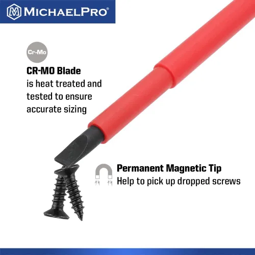 Miniatura 4 de MichaelPro 5.5 x 125mm 1000V VDE Destornillador aislado para electricista, herramientas para electricista, destornillador ranurado con punta