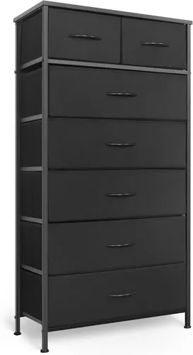 Miniatura 14 de Mifuro - Cómoda alta para dormitorio, torre organizadora de almacenamiento vertical con 7 cajones, cómoda con contenedores de tela, marco de acero