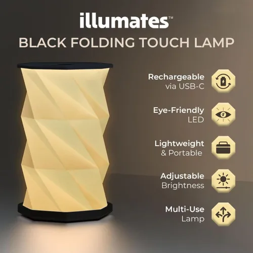Miniatura 2 de Origami - Lámpara de escritorio LED plegable expandible – USB recargable y portátil – Luz de control táctil regulable con altura ajustable de hasta
