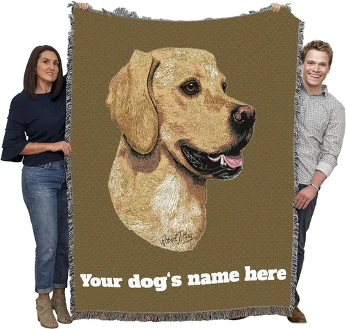 Miniatura 24 de Pure Country Weavers Golden Retriever - Manta tejida personalizada azul BG por Robert May - Manta de tapiz de algodón, fabricada en los Estados