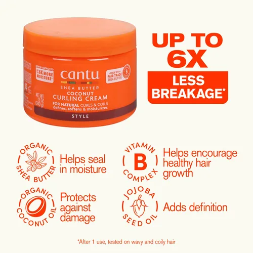 Miniatura 4 de Cantu Crema rizadora de coco con manteca de karité para cabello natural, 12 onzas para cabello natural