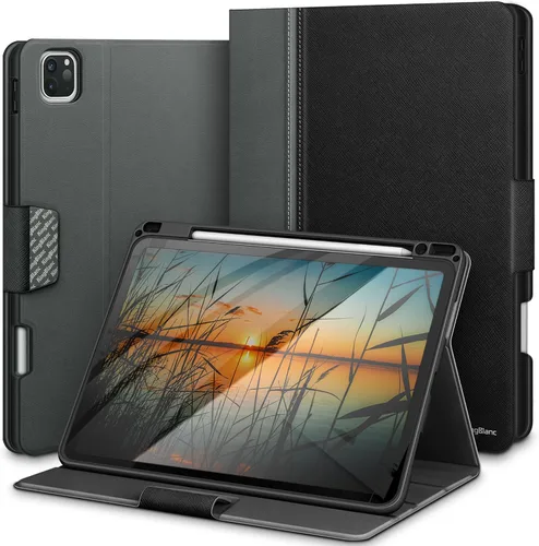Miniatura 10 de KingBlanc Funda para iPad Pro de 11 pulgadas de 4ª/3ª/2ª/2ª/1ª generación (2022/2021/2020/2018) con soporte para lápices, cuero sintético, función