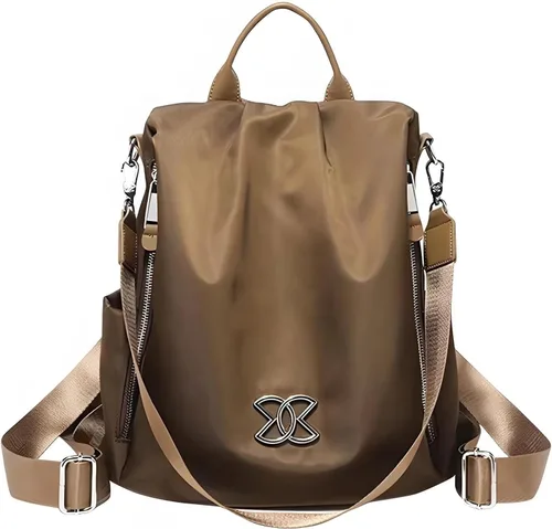 BIMEL Bolsa multiusos antirrobo, bolsa de tela Oxford cruzada de 3 vías, mochila de viaje ligera mochila de viaje ligera, Café, Bolso cruzado de