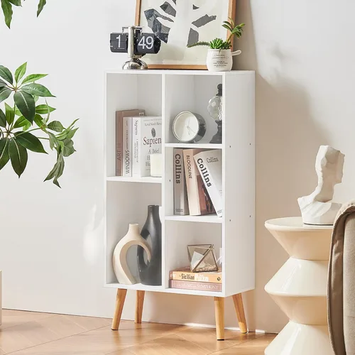 Miniatura 69 de LEYAOYAO Estantería de 5 cubos de 3 niveles con patas, estante negro menta para libros para niños, bonito organizador de almacenamiento, estantes