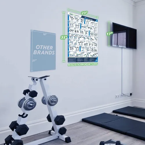 Miniatura 7 de EverStretch Póster de entrenamiento con barra para gimnasio en casa, con instrucciones en video (idioma español no garantizado), grande de 23 x 35