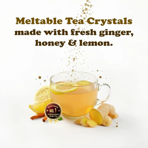Miniatura 4 de Pocas Honey Ginger - Té instantáneo en polvo, sabor a limón, paquete de 2, extracto de jengibre y miel real, té sin cafeína, 20 paquetes por caja