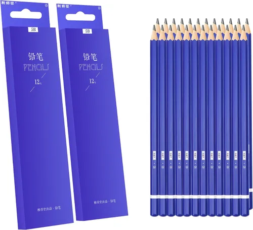 Miniatura 9 de XDT#4B - Lápices de dibujo de 24 piezas, suministros de dibujo y sombreado de grafito profesional, ideal para niños, principiantes, estudiantes, Azul