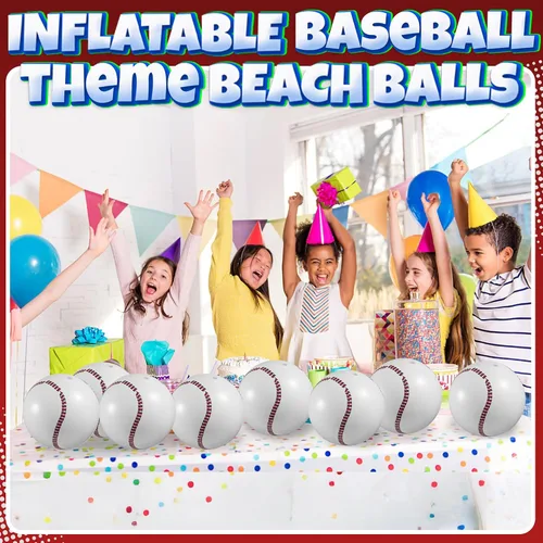 Miniatura 5 de Bedwina Pelotas inflables de béisbol (paquete de 12) de 16 pulgadas, pelotas de playa de béisbol para decoraciones de fiestas temáticas y decoración