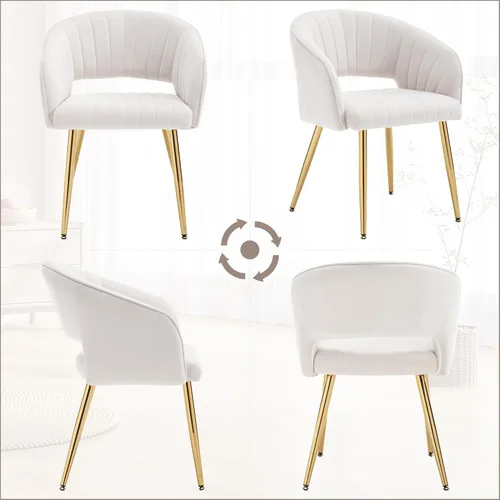 Miniatura 47 de ABET Silla de escritorio con ruedas, silla de oficina en casa de terciopelo, silla giratoria con base dorada, sillas acentuadas modernas tapizadas