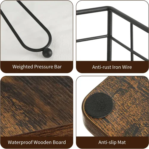 Miniatura 5 de YINMIT Servilletero para Mesa, Servilleteros de Granja con Brazo Ponderado, Servilleteros de Madera Rústicos para Servilletas de Papel
