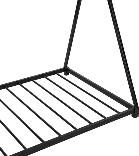 Miniatura 8 de SOFTSEA Marco de cama con plataforma de cama de piso doble con estructura triangular Negro