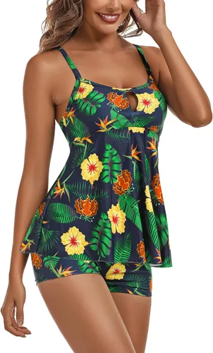 Miniatura 3 de Ethlauff Trajes de baño modestos para mujer, tankini de dos piezas con pantalones cortos