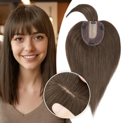 Miniatura 49 de Rich Choices Pelucas con topper de cabello para mujeres, cabello humano real 100% Remy, sin flequillo, para mujeres con adelgazamiento en la parte
