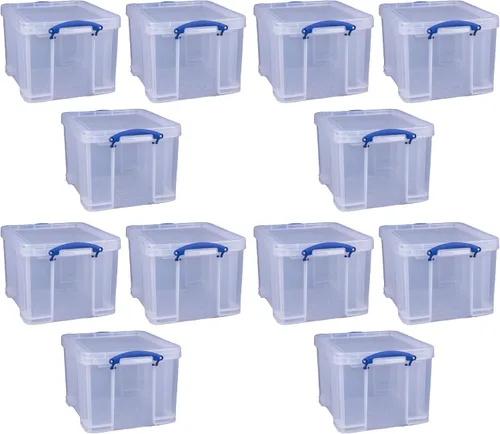 Really Useful Box - Contenedores de almacenamiento de 32 litros con tapa de cierre y asas de cierre de clip para la organización de almacenamiento