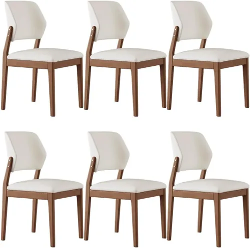 Miniatura 20 de YVYKFZD Wooden Dining Chairs Set, Leather Dining Room Chair, Upholstered Kitchen Chairs with Curved Backrest, Armless Living Room Chair, for Bedroom