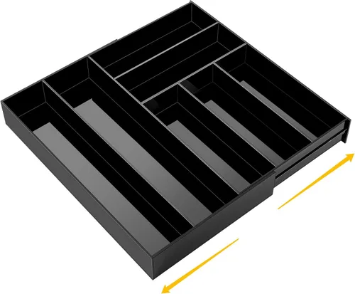 Miniatura 10 de Briwooody 1 pieza organizador de cajones de escritorio de acrílico de 2 pulgadas de altura, bandejas organizadoras de cajones expandibles con 8