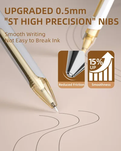 Miniatura 4 de Nicpro Juego de 13 bolígrafos de tinta de gel pastel con funda, lindo bolígrafo retráctil de punta fina de 0.020 in, 12 bolígrafos de tinta negra