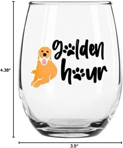 Miniatura 4 de Golden Retriever Golden Hour - Copa de vino sin tallo, regalos divertidos para mujeres, mamá, mejor amiga, hermana, novia, esposa, amantes
