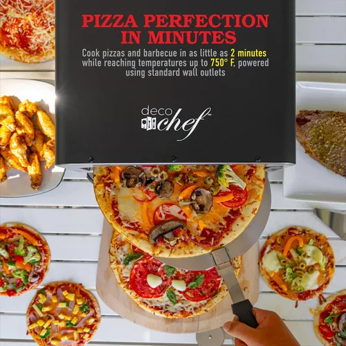 Miniatura 3 de Deco Chef Horno de Pizza Eléctrico, Piedra de Cerámica de 12 Pulgadas y Parrilla, 1800W, Hornea hasta 750 Grados para Pizza Artesanal de Encimera