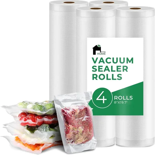 EconoHome Paquete de 4 bolsas de sellado al vacío resistentes de 8 x 20 pies para alimentos, bolsas de plástico herméticas y a prueba de fugas para