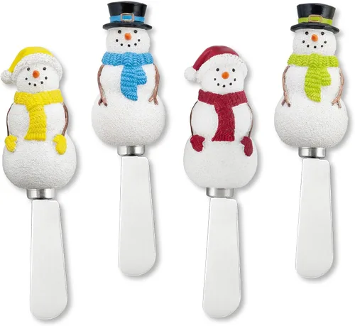 Miniatura 10 de Supreme Housewares Holly Days - Esparcidores de queso, asas de resina pintadas a mano con cuchillas de acero inoxidable para untar queso crema