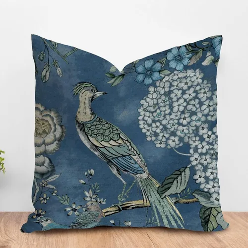 Miniatura 18 de ArogGeld Fundas de almohada de granja de camelia y pavo real, color rosa, rubor, chinoiserie, pájaro, blanco, lino, funda de cojín chinoiserie