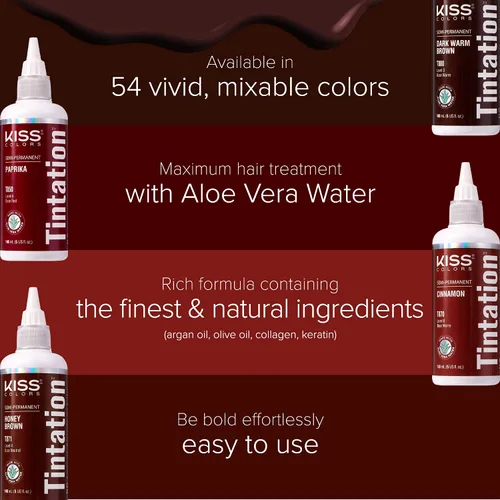 Miniatura 4 de Red by Kiss Tintation - Tinte semipermanente para el cabello, a base de agua de aloe vera, aceite de argán, aceite de oliva, colágeno y queratina