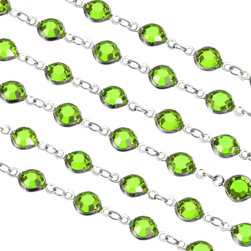 Miniatura 26 de uxcell Cadena de diamantes de imitación blancos de 2 yardas a granel con cadena de latón chapada en plata para hacer joyas, manualidades, pulseras