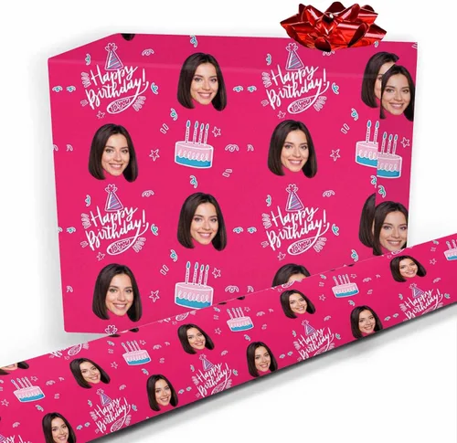 Miniatura 36 de Papel de regalo personalizado, divertido papel de regalo para cara, foto, nombre, Día del Padre, rollo de regalo para papá, hombres, mujeres, niños