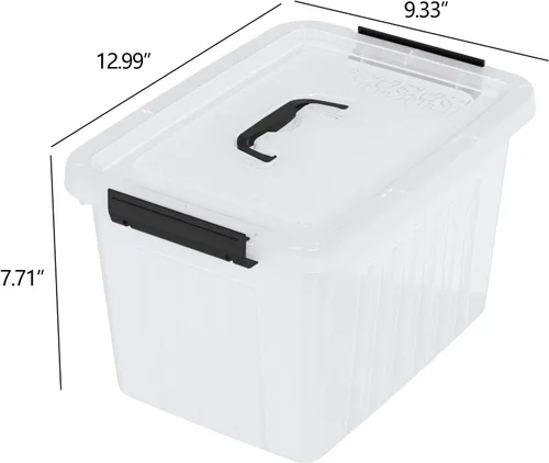 Miniatura 2 de Sadstory - Contenedores de plástico transparente de 12 cuartos de galón con asa, 6 paquetes Contenedor apilable con tapa para organización