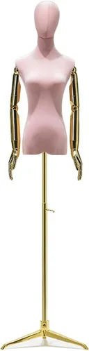 Pink Female Mannequin Torso with Tripod Stand for Clothing Display, Dress Form Bust for Fashion Shops, Retail Dummy Model for Tailoring and
