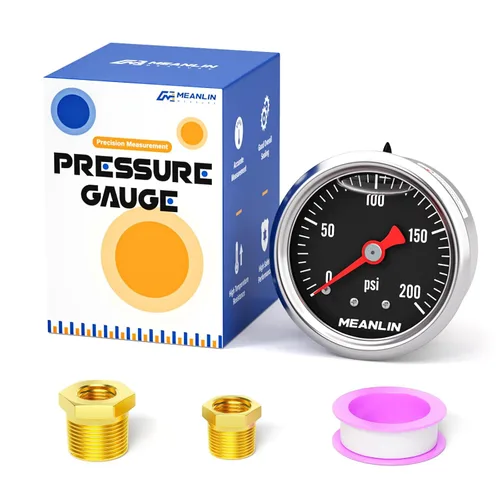Miniatura 20 de MEANLIN MEASURE 2 unidades de acero inoxidable 015Psi relleno de líquido, medidor de presión relleno de glicerina de 1.5 pulgadas, aire de aceite