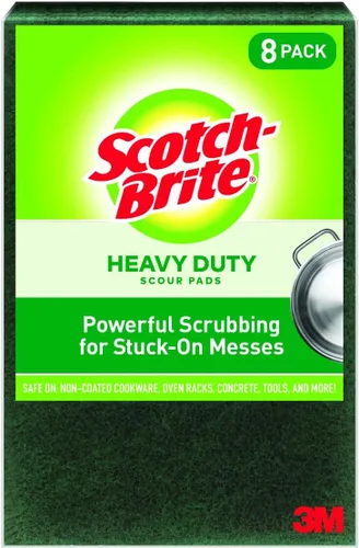 Scotch-Brite Almohadilla de fregado de servicio pesado, estropajo para platos para cocina + exterior, 8 almohadillas de fregado para ollas y