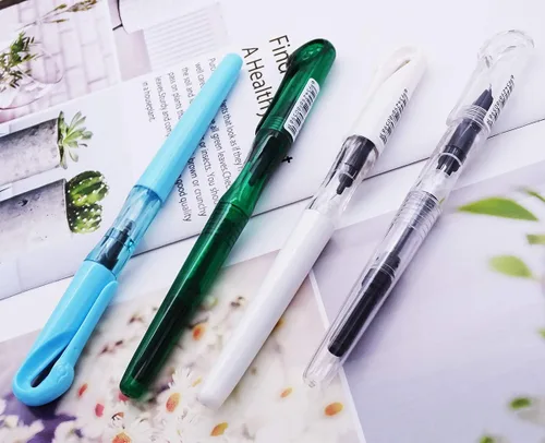 Miniatura 9 de Juego de 12 piezas de plumas estilográficas Jinhao Swan Fude de punta curvada (de fino a ancho) color transparente con estuche desechable