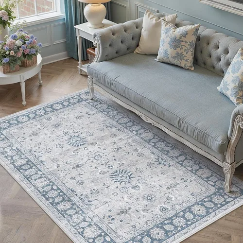 Miniatura 29 de PureCozy - Alfombra de área beige de 8 x 10, lavable, vintage, alfombra para sala de estar, dormitorio, gran alfombra suave retro de pelo bajo