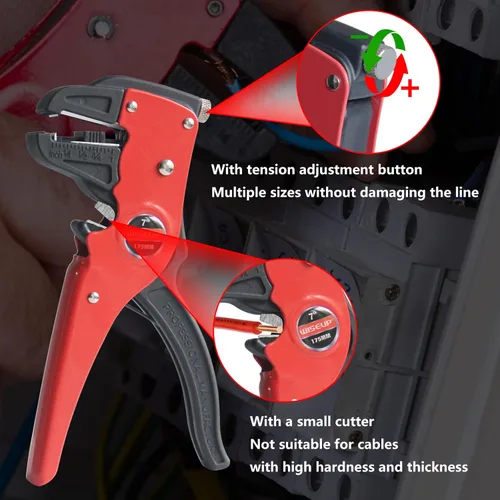 Miniatura 3 de WISEUP Pelacables y cortador automático de tiras rápidas, alicates de punta de águila (7 pulgadas), cortador de cables 2 en 1 para cables