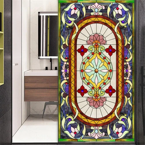 Miniatura 7 de Película decorativa de privacidad esmerilada sin pegamento para ventana, hermoso patrón de playa, puerta de vidrio, ventana, calcomanías