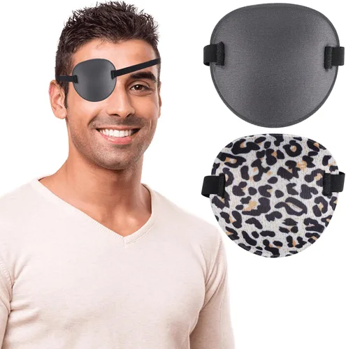 Miniatura 10 de 2 parches oculares para adultos, hombres y niños, parche médico ajustable para ojo derecho/izquierdo, parches perezosos para ambliopía
