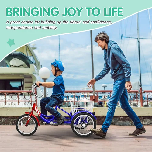 Miniatura 4 de LILYPELLE Triciclo triciclo de 16 pulgadas para principiantes y bicicletas de 3 ruedas de una sola velocidad, bicicletas de tres ruedas con cesta