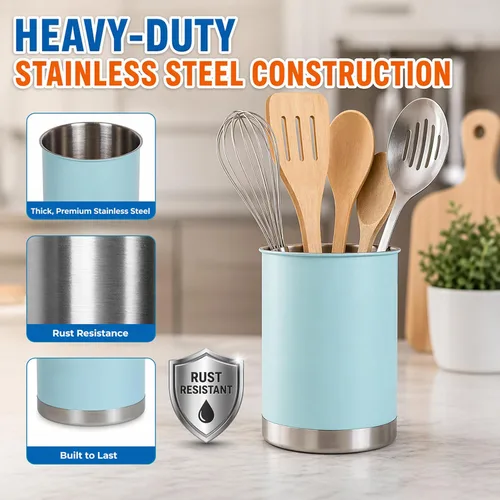 Miniatura 2 de Creative Home Soporte para utensilios de acero inoxidable: organizador grande de herramientas de cocina de 6.3 pulgadas para decoración de cocina