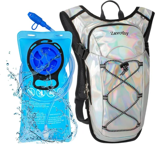 Miniatura 9 de Mochila de hidratación reflectante, paquete de hidratación, mochila de agua con vejiga de hidratación de 2 litros, esencial para festivales, paquete