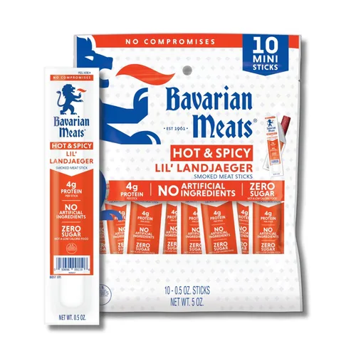 Miniatura 7 de Bavarian Meats Lil' Landjaeger - Palitos de carne, aperitivos de salchicha ahumada envueltos individualmente, cero azúcar, gran fuente de proteínas