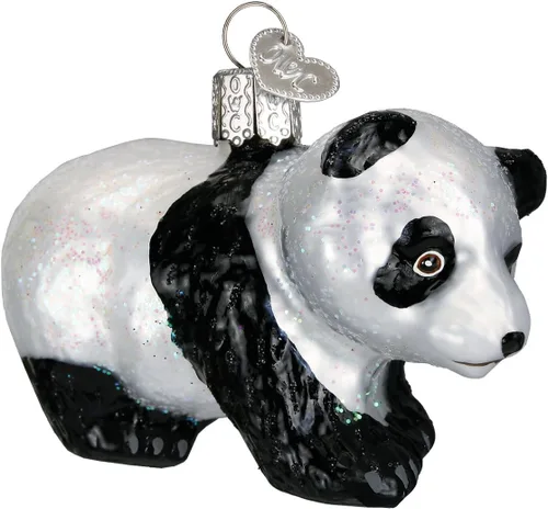 Miniatura 2 de Old World Christmas Adorno soplado de cristal de panda rojo para árbol de Navidad, decoración navideña artesanal, colección de animales de vida